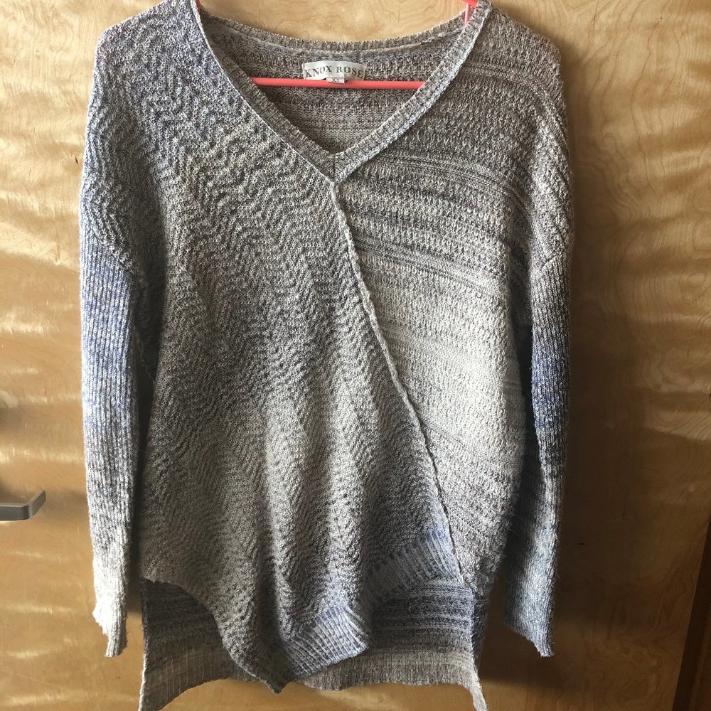 Knox Rose Violet and Grey V-Neck Sweater
